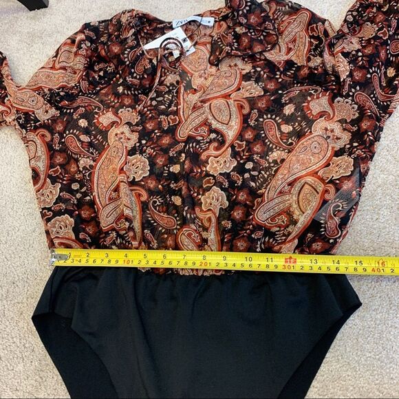 ZARA multicoloured paisley print ruffled bodysuit Sz XL NWT - Picture 7 of 9